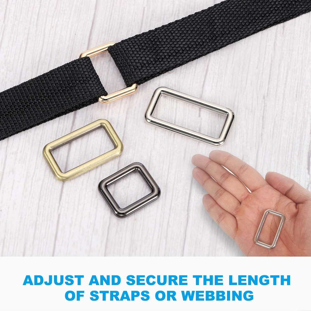 8Pcs 3/4" / 19mm Flat Metal Rectangle Rings Buckle Square Loop Silver
