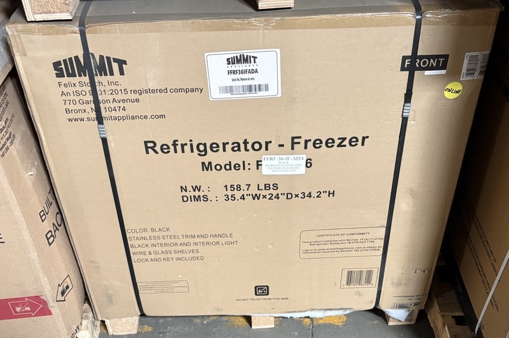 Summit FFRF36IFADA 36" Side by Side Refrigerator Freezer - Panel Ready