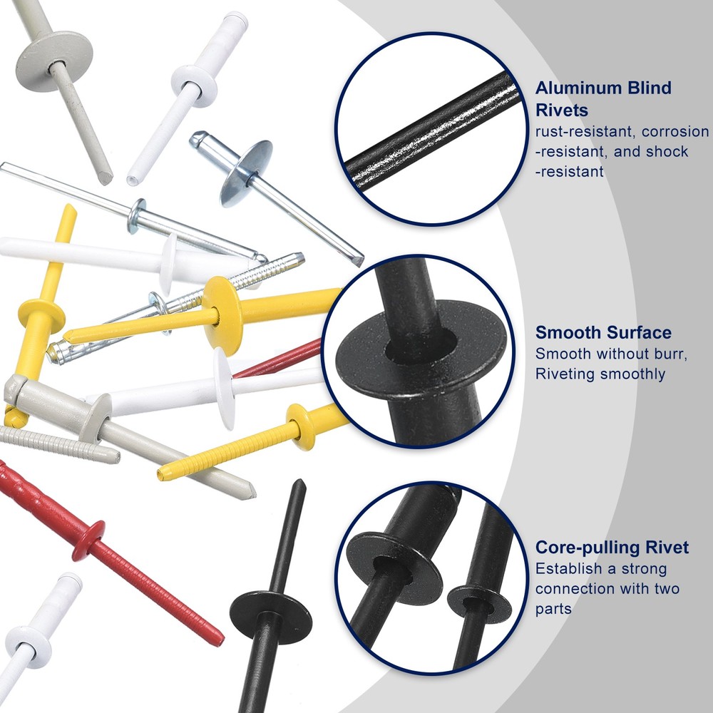 50Pcs 5/32"x3/8" Aluminum Blind Rivets, Countersunk Head Split Rivets, Black