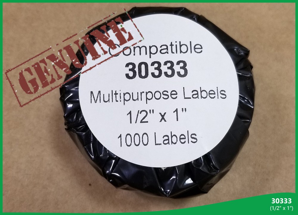 4 Rolls DYMO® Turbo Compatible 30333 White Rectangular Shaped Labels 1/2" X 1"