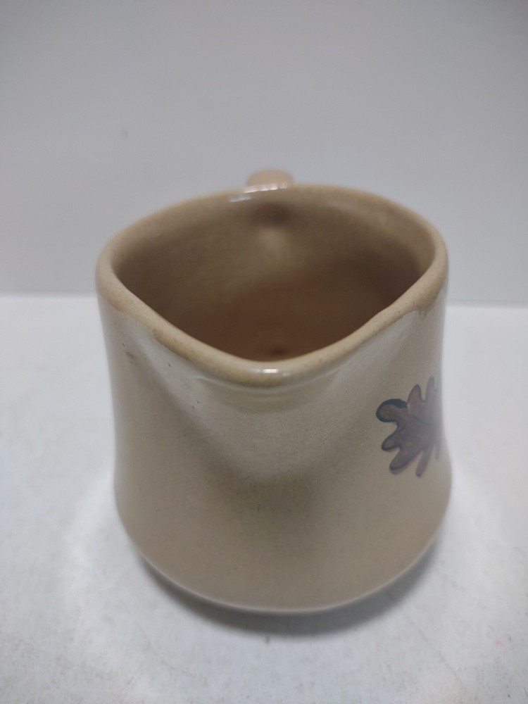 Handmade Pottery Sugar Bowl & Creamer Set Acorn Leaf Fall Design Signed Art
