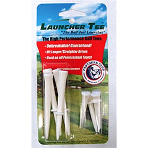 Launcher Golf Tees - White -  (10 Pack) - Virtually Indestructible Golf Tees