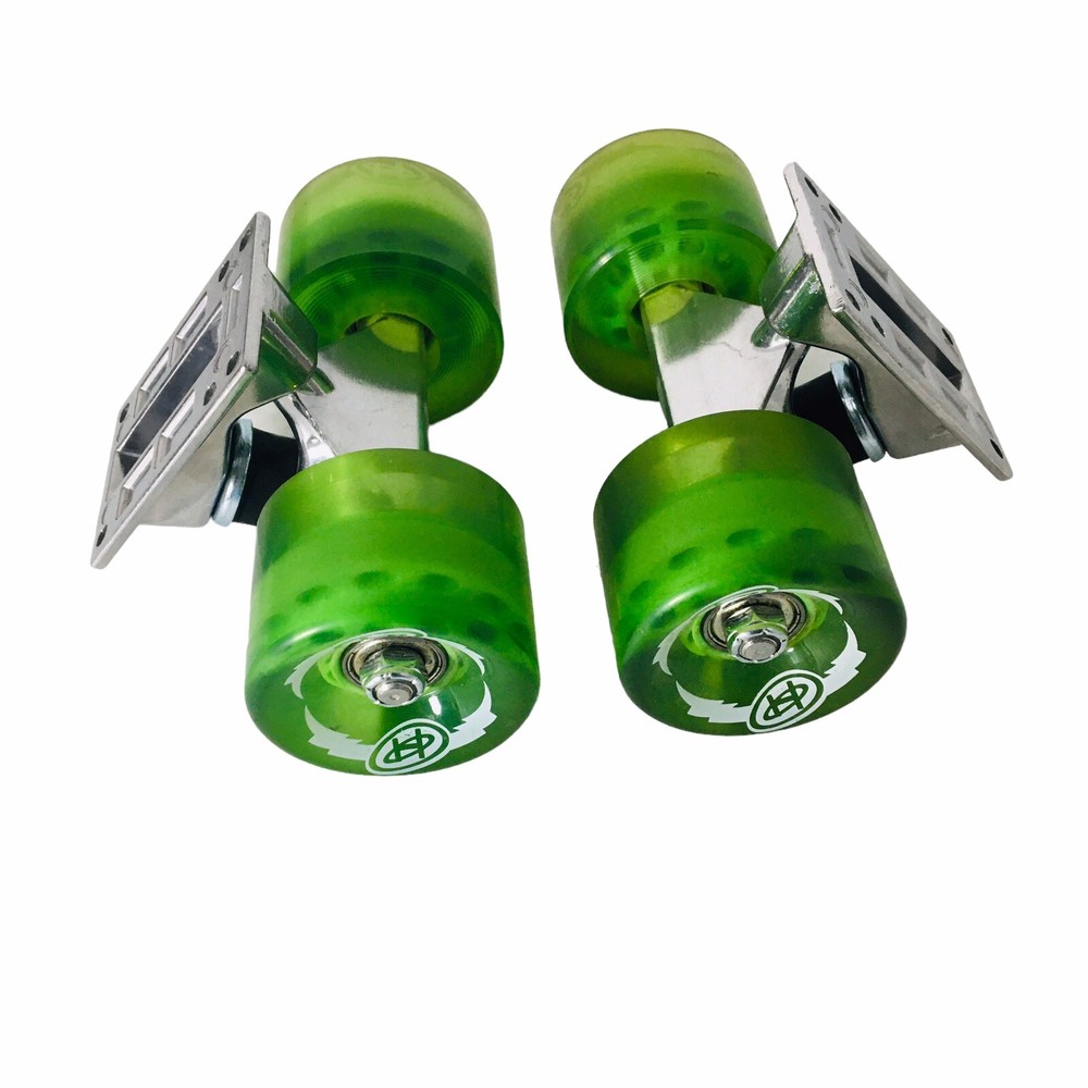 Skateboard Wheels Green Translucent w/Baseplate & Hardware