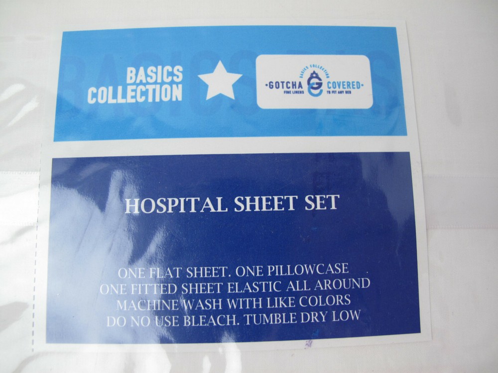 Basic Collection Hospital Sheet Set 36" x 80" White 200 Thread Count New 3 Piece