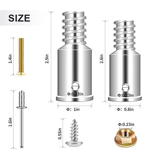 2 Pack 1 Inch Thread Tip Replacement Repair Kit Extension Pole Adapter Tips