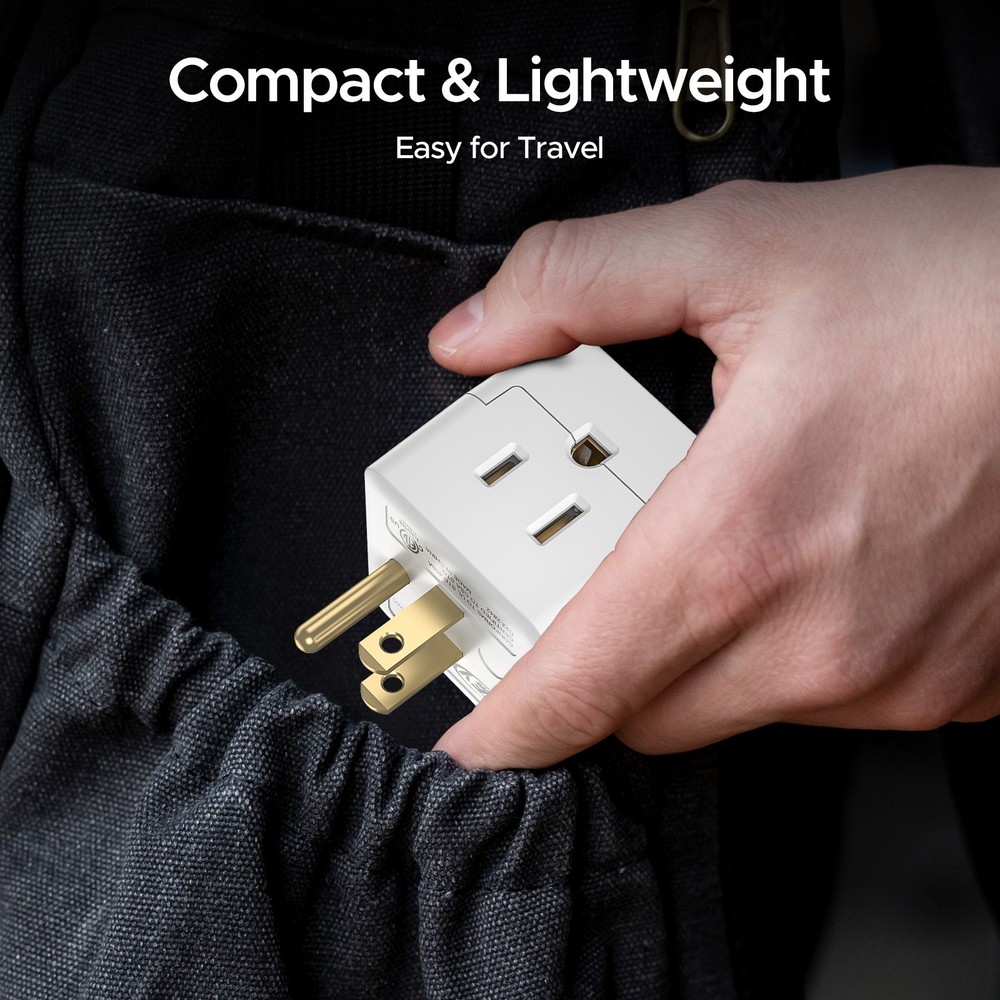 3-Outlet Wall Adapter Splitter, Non-Blocking Compact Plug Expander, ETL Listed