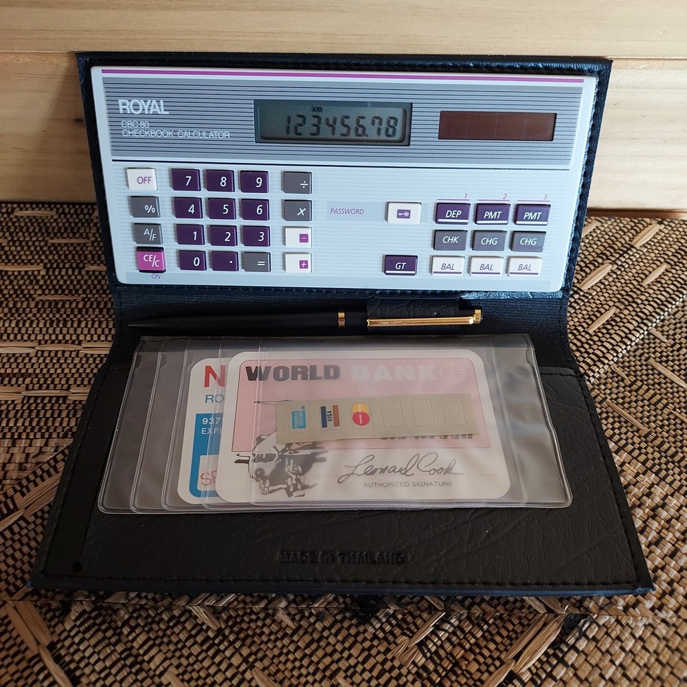 Vintage Royal Electronic Calculator Checkbook CBC 80 Solar Powered