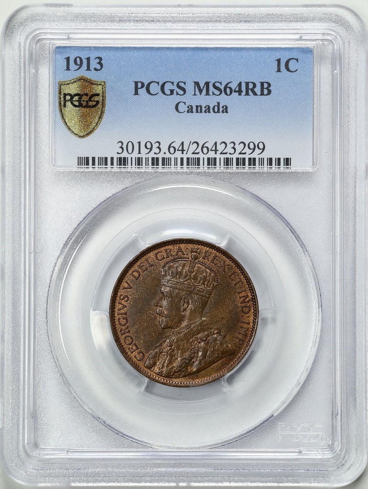 Canada 1913 1C Large Cent MS64RB PCGS 26423299 KM#21