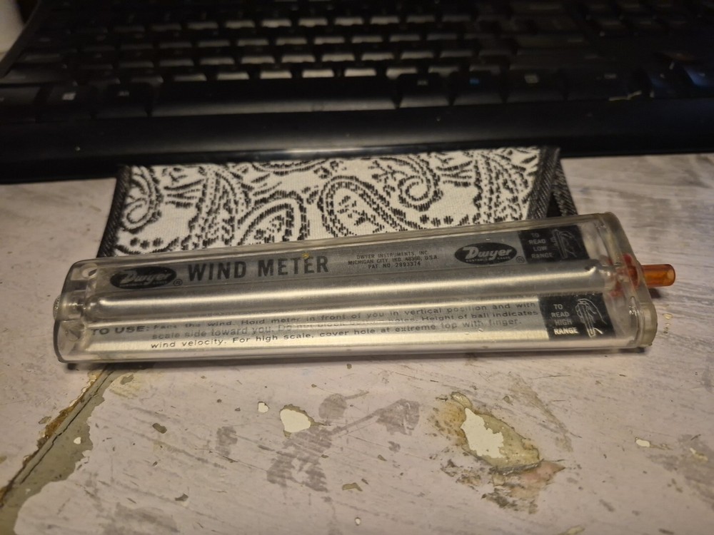 Vintage Dwyer Instruments Handheld Wind Meter MPH Scale 0-65