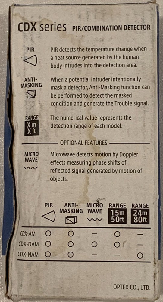 Optex CDX-DAM-X5 PIR/Combination Detector