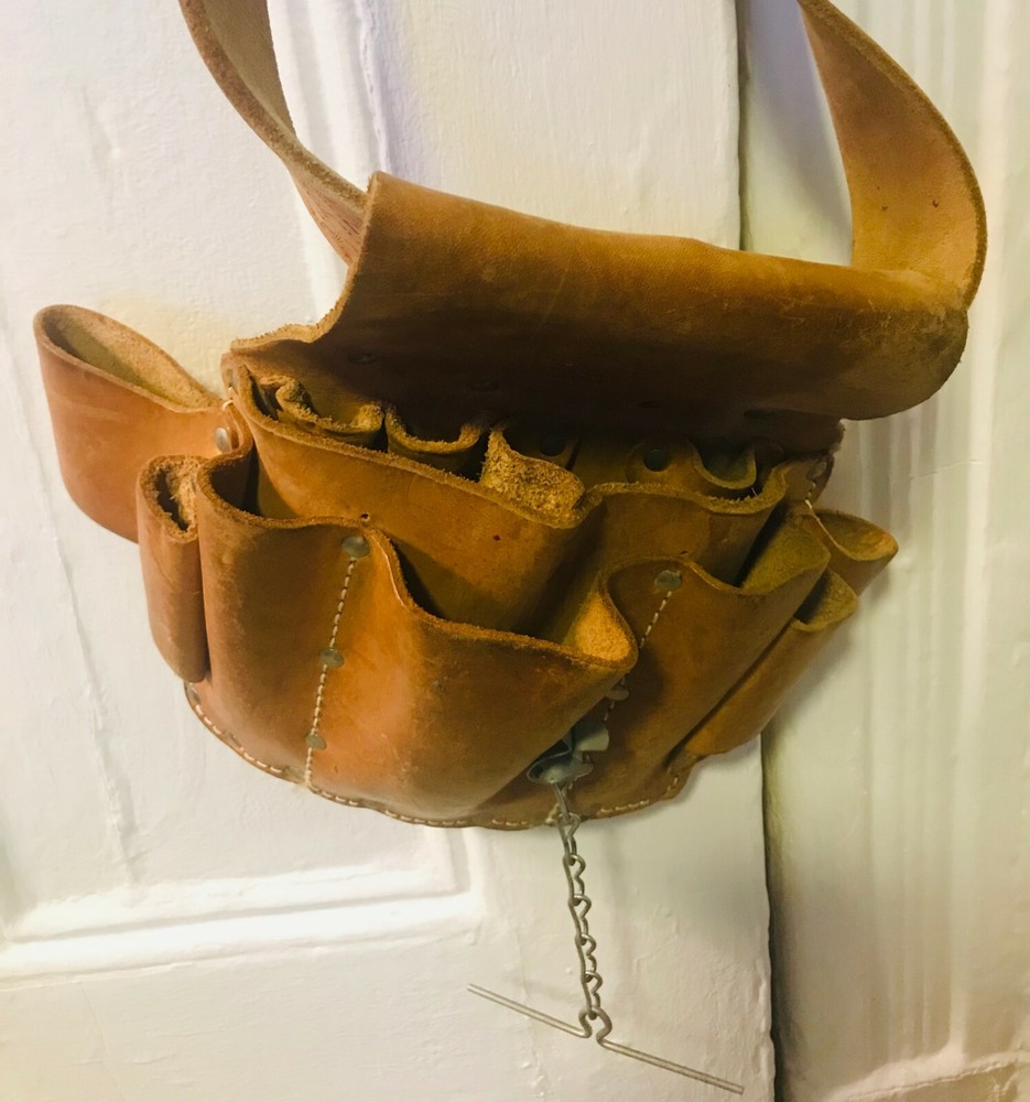 R&J Premium Leather Carpenter Tool Belt - adjustable