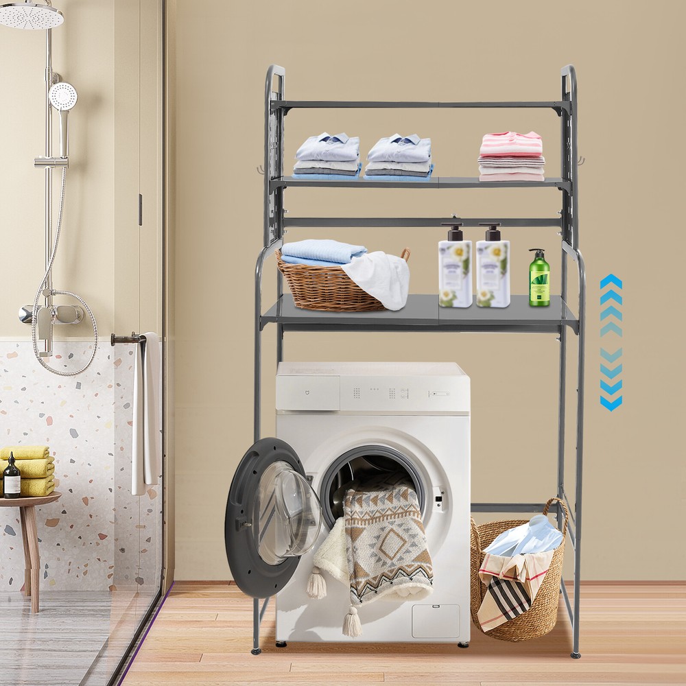 Adjustable Laundry Room Shelf Expandable Over Washing Machine Standing Shelf
