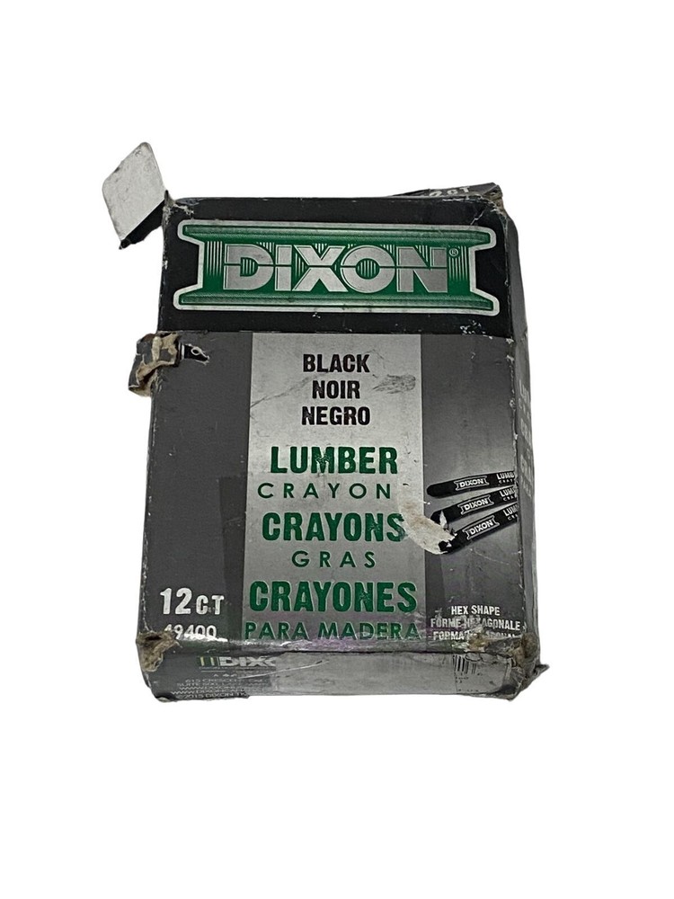 Dixon 49400 Lumber Crayons, Hex Shape, Black -12Pcs - New
