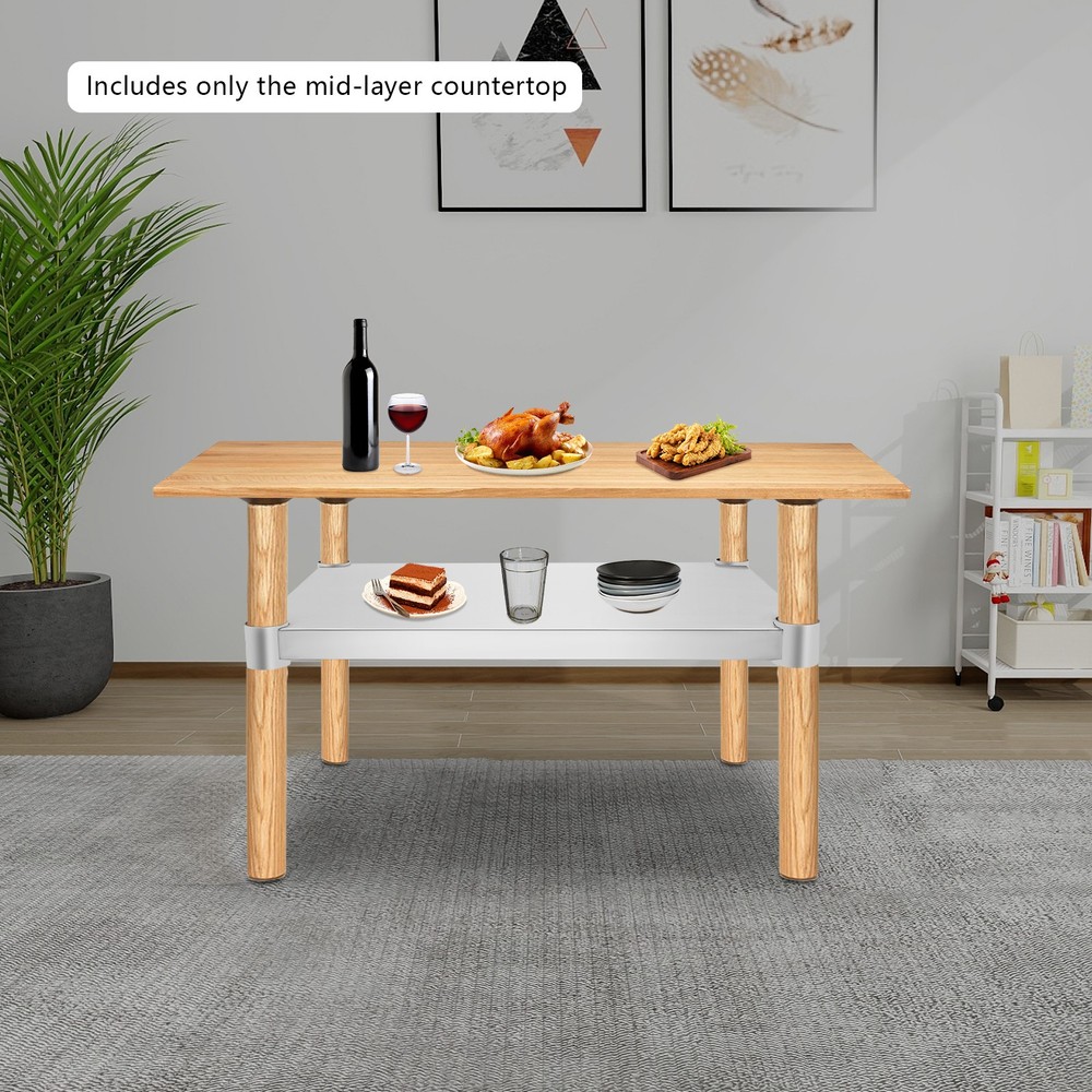 Under Shelf Stainless Steel Adjustable Lower Shelf Work Table Under Shelf Silver