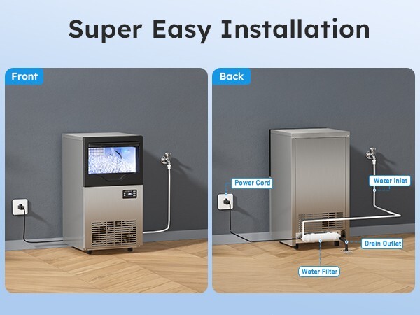 Commercial Ice Machine, 100lbs/24H 33lbs Ice Storage Under Counter Ice Make