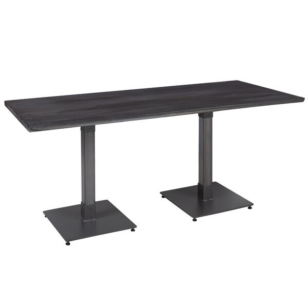 30" x 72" Rectangular Solid Wood Live Edge Restaurant Table Top in Gray Wood