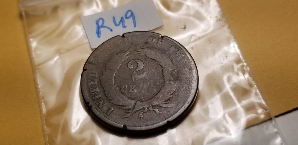 1870 USA Two Cent Coin Id4.