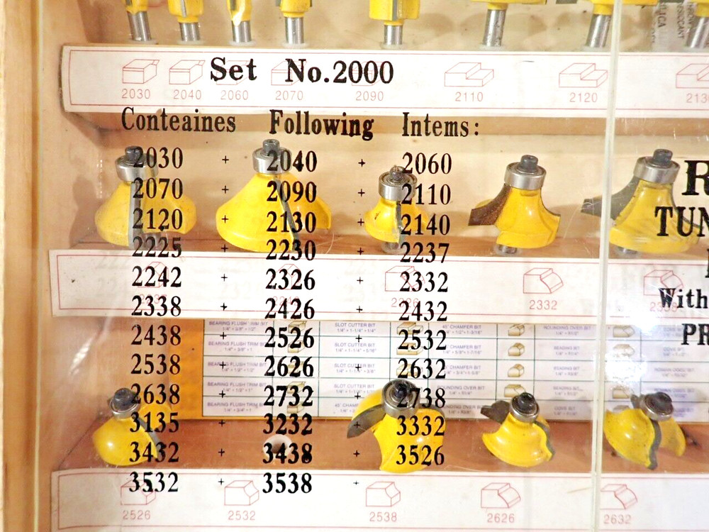 Router Bits Tungsten Carbade tippped Set No.2000