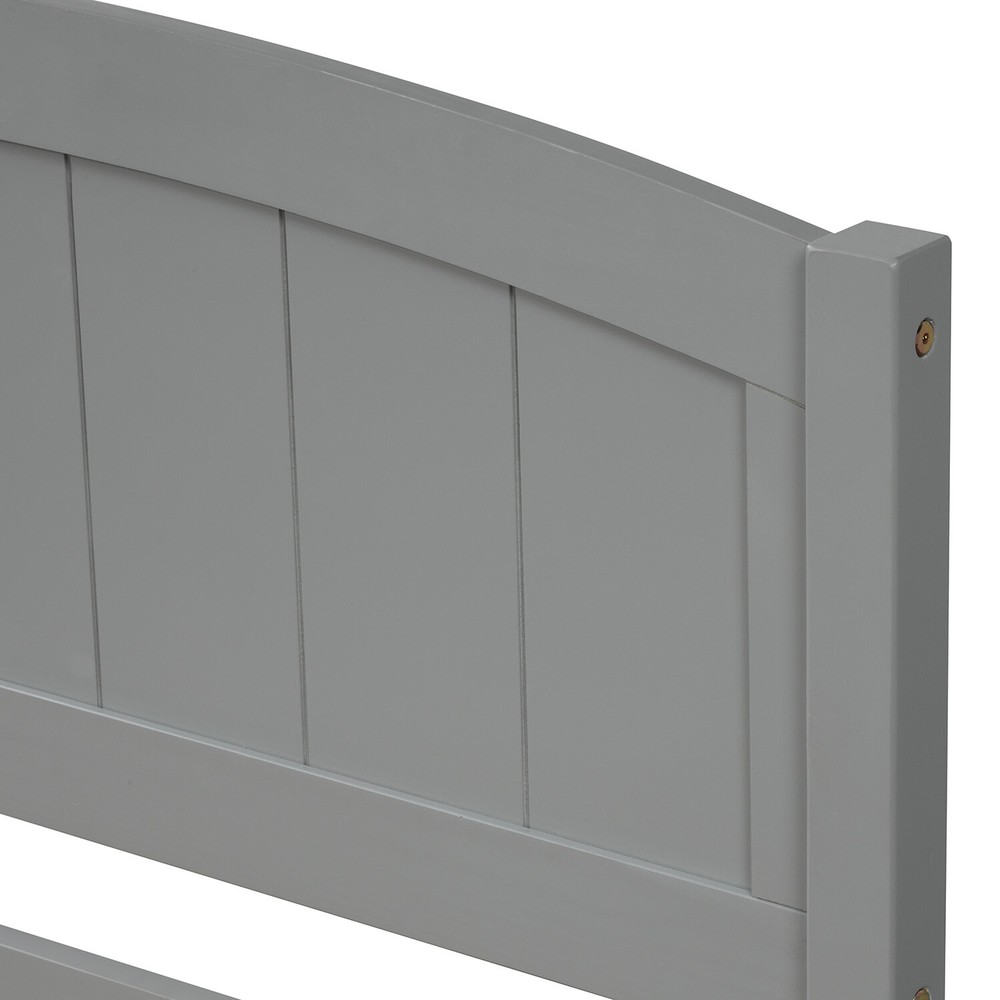 Twin Size Bed Frame Wood Platform Bed with Headboard & 2 Drawer Gray/Espresso