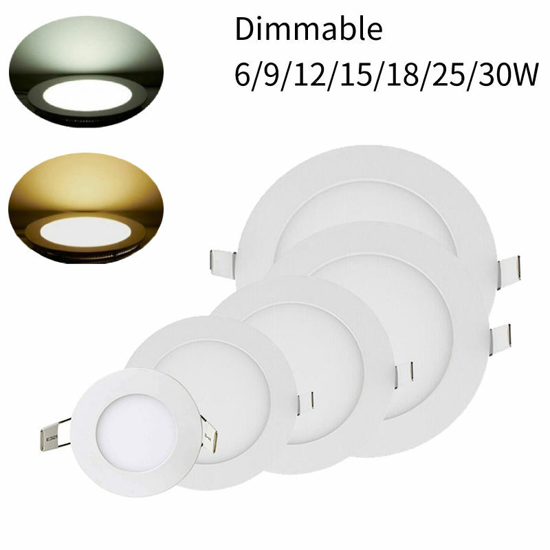 Dimmable Recessed Led Panel Light Ceiling Downlight Lamp 6/9/12/18/30W 110V 240V
