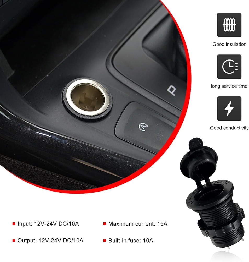 2PCS 12V Car Cigarette Lighter Socket, Waterproof Plug Cigarette Lighter Outlet