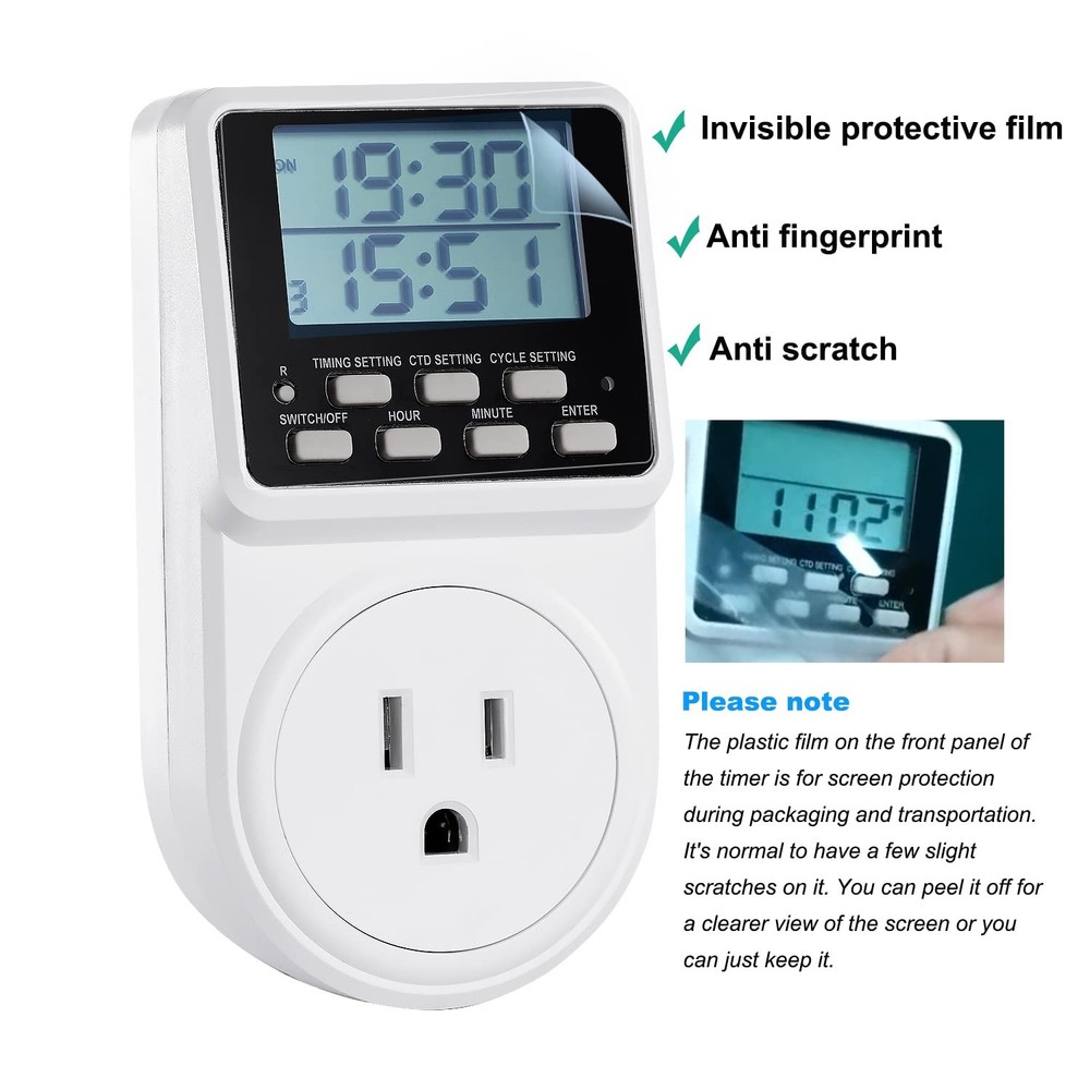 Digital Infinite Repeat Cycle Intermittent Timer Plug for Electrical Outlet, ...