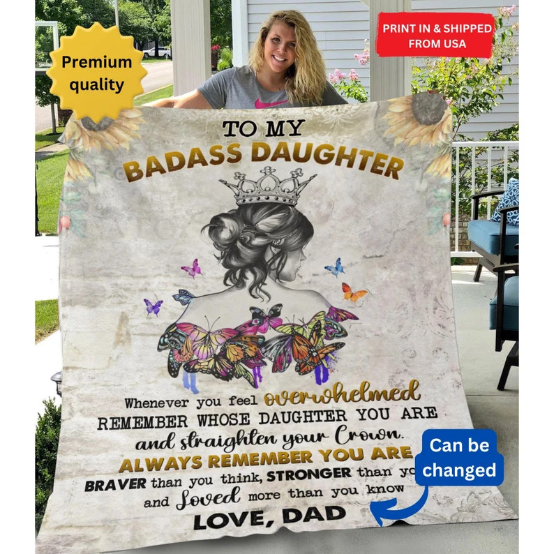 Badass Daughter Blanket Empowering Gift for Her Strong