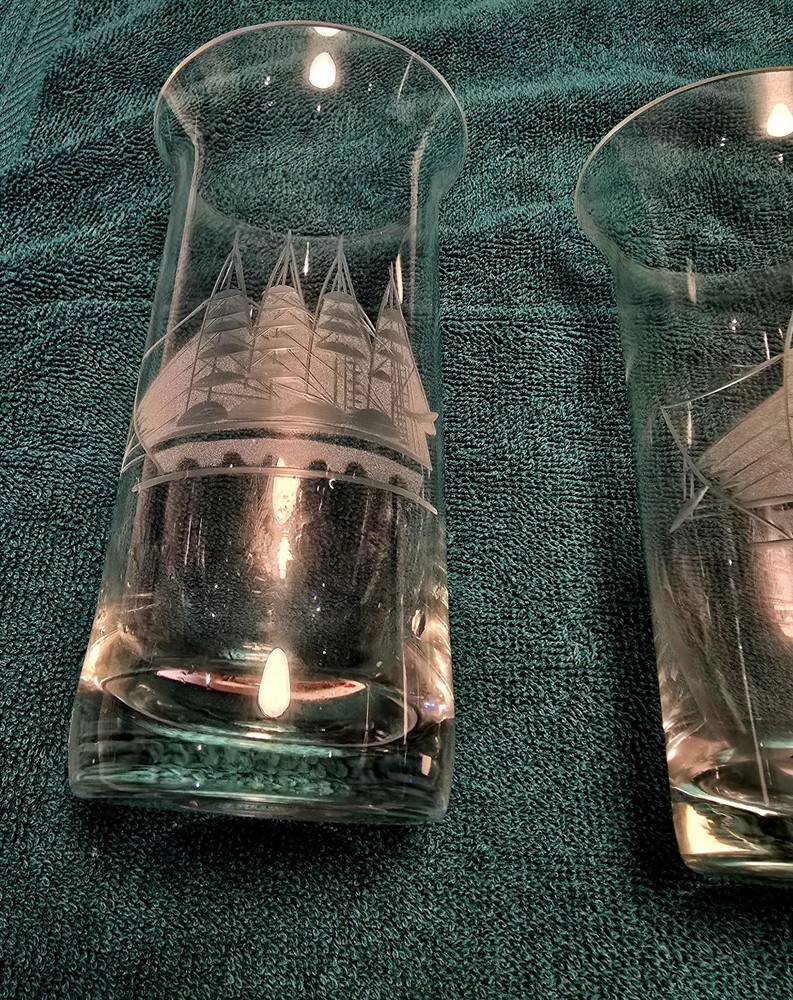 Three Tuscany Clipper Ship Vases 6.5" H