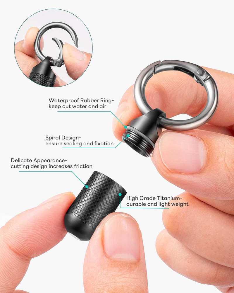 Small Pill Keychain Container, Mini Portable Titanium Keychain Pill Holder, Pock