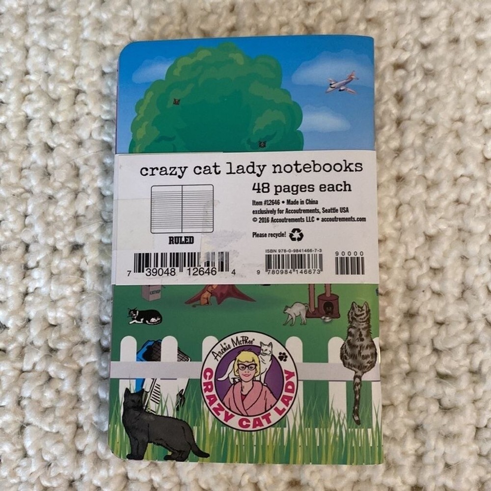 Three Crazy Cat Lady Archie McPhee Notebooks