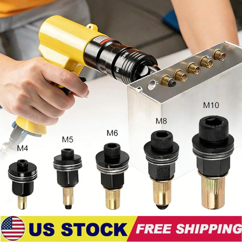 5Pcs Manual Rivet Nut Tool Adapter Carbon Steel Flat Head Threaded Insert Nuts