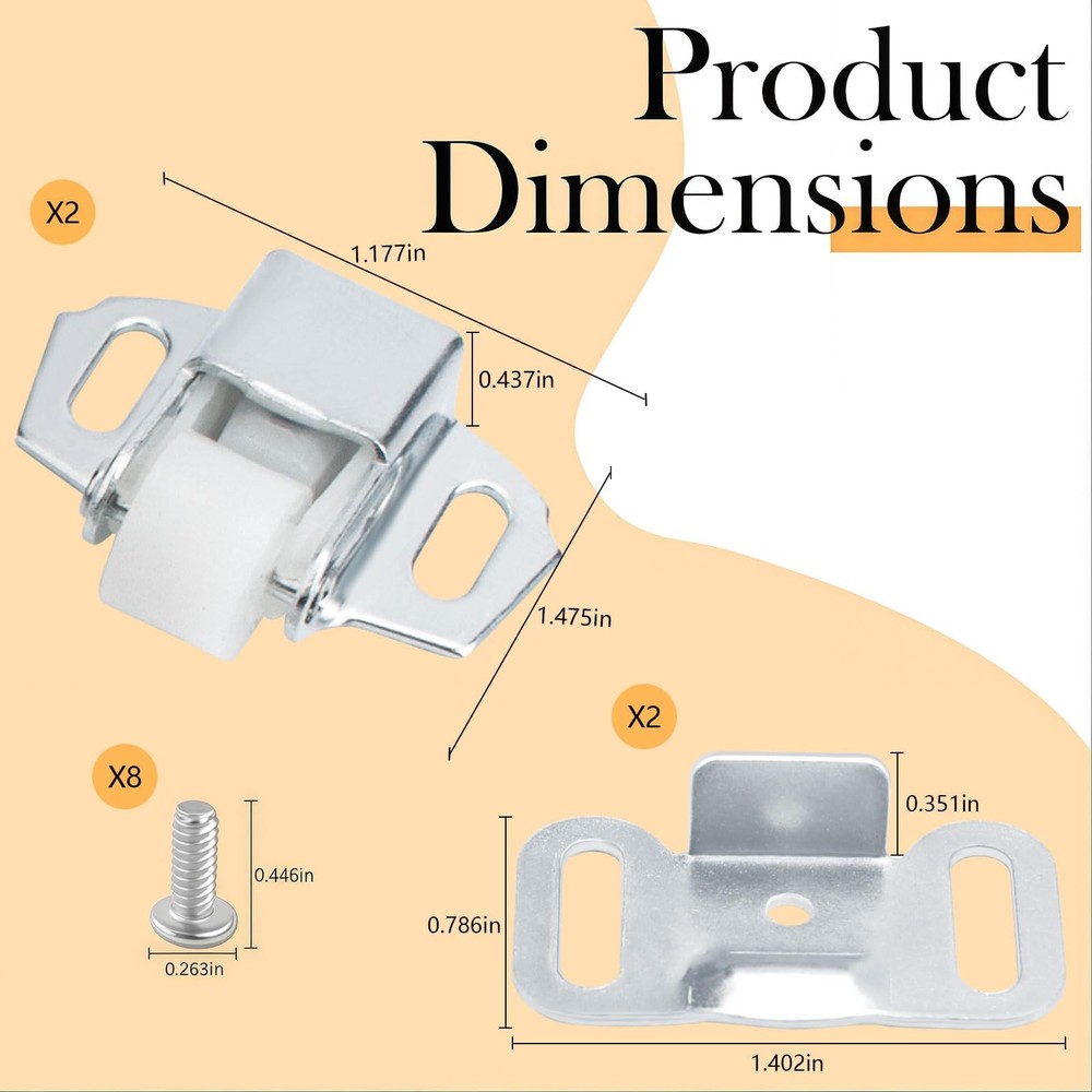 2 Pack Mailbox Replacement Roller Catch Assembly Including Screws Silver