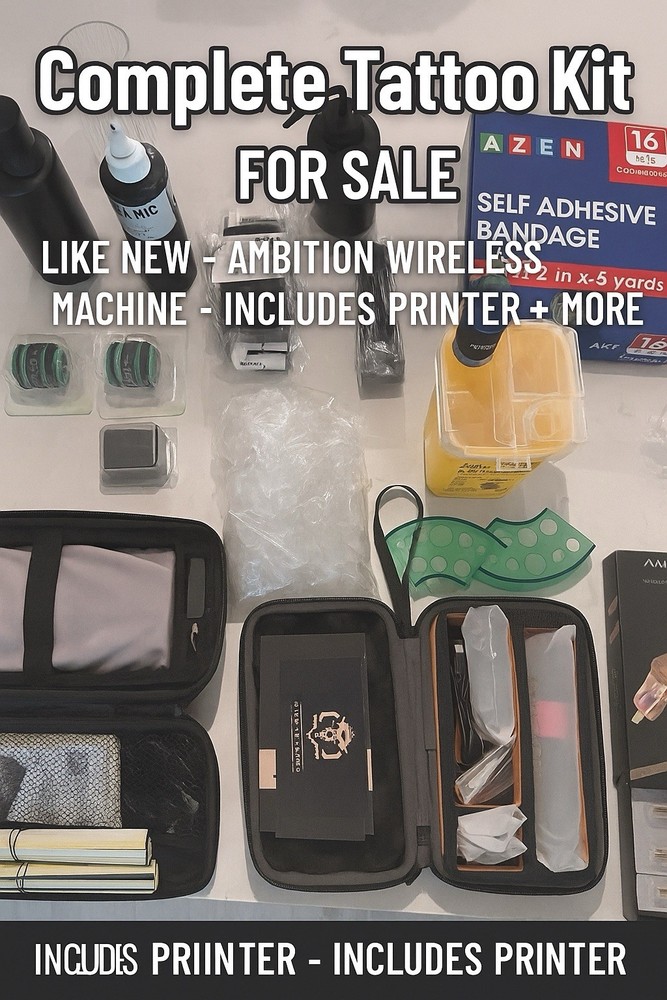 Complete Tattoo Kit for Beginners – Ambition Wireless Machine + Accessories