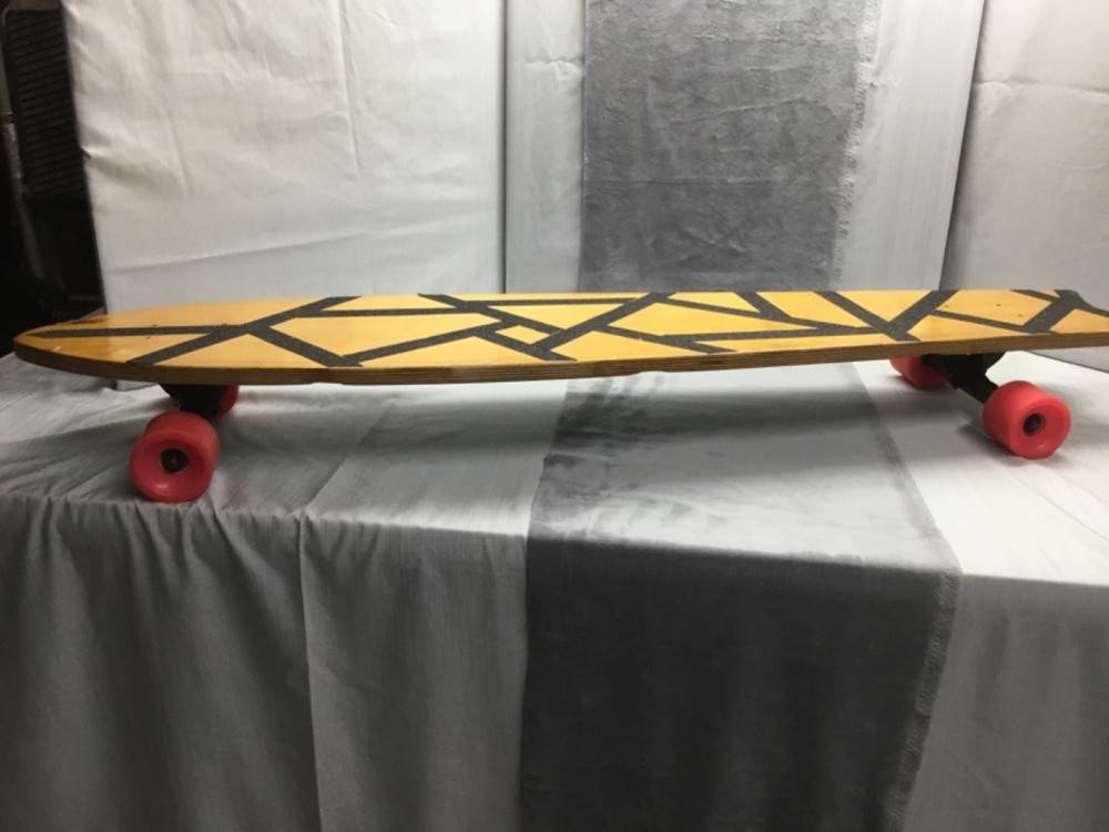 longboard or cruiser skatboard with custom cloud pattern
