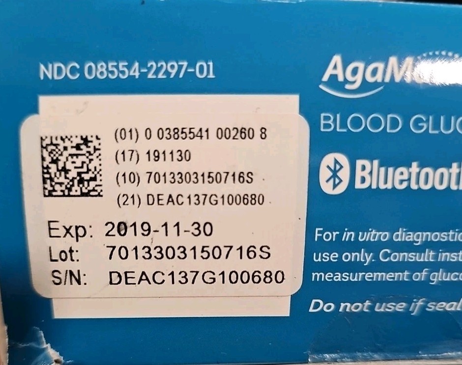 NEW Sealed! AgaMatrix Bluetooth Glucometer Wavesense Jazz Wireless 2 Syncs Power