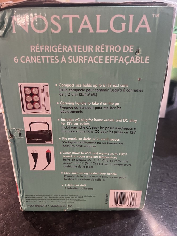 Nostalgia Electrics Retro 6-Can Personal Refrigerator Black