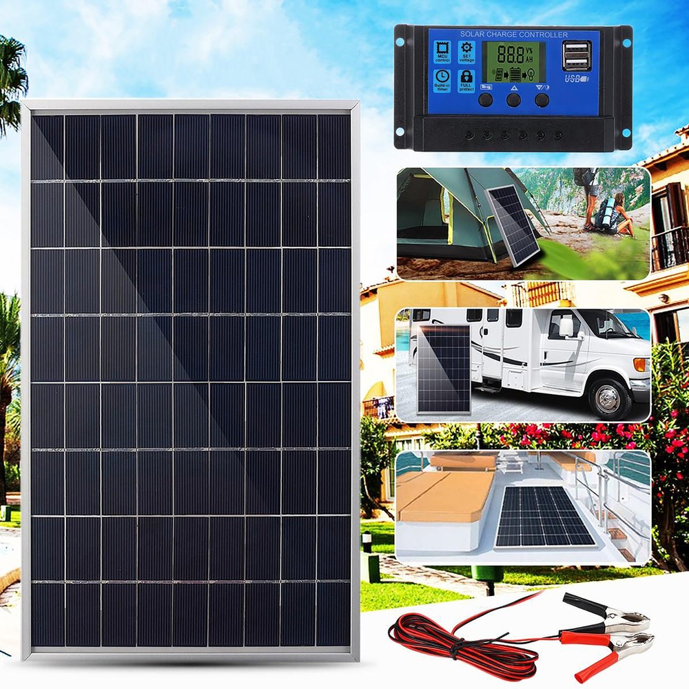 2Packs 100A Solar Panel Kit 12V Battery Charger with Controller Caravan Boat