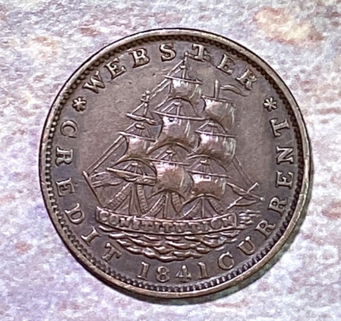 1837 Sailing Ship hard times token