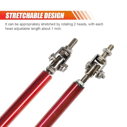 2PCS 8"-11" Adjustable Splitter Strut Rods, Car Front Bumper Lip Support Red