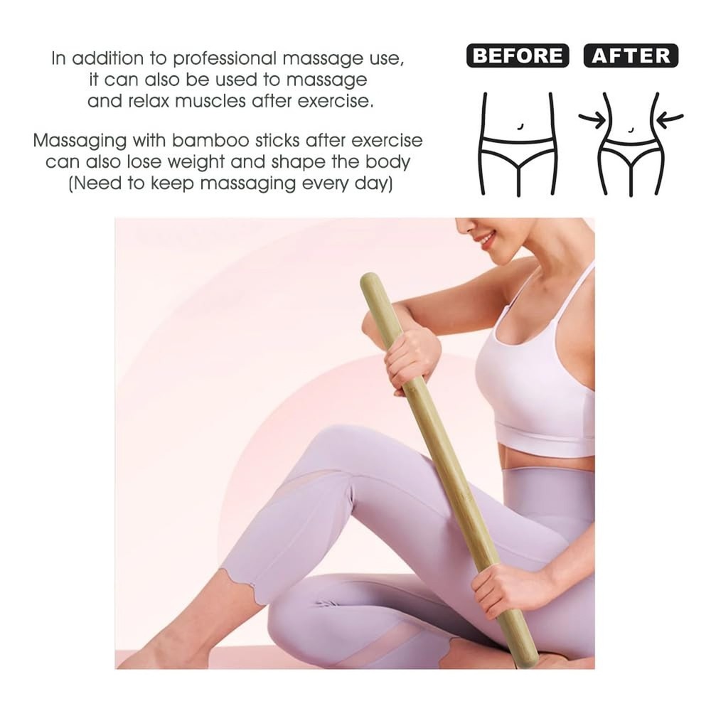 12 PCS Solid Bamboo Massage Stick Sets Warm Bamboo Therapy Massage Tools Guas...