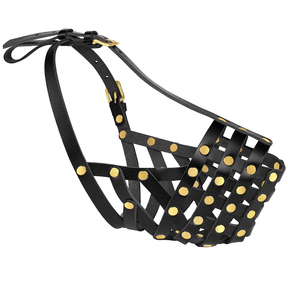 Labrador Dog Muzzle for Large Dogs - Leather Breathable Secure Basket Muzzle ...