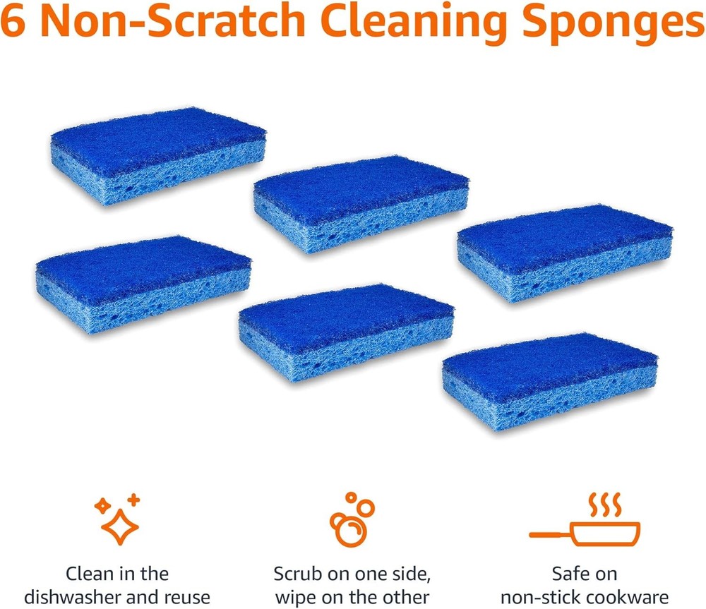 Amazon Basics Non-Scratch Sponges, 6-Pack 6-Pack, Blue