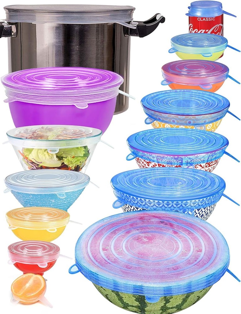 Microwave and Dishwasher Safe Silicone Lids Set, 14 Pack with 7 Sizes Available