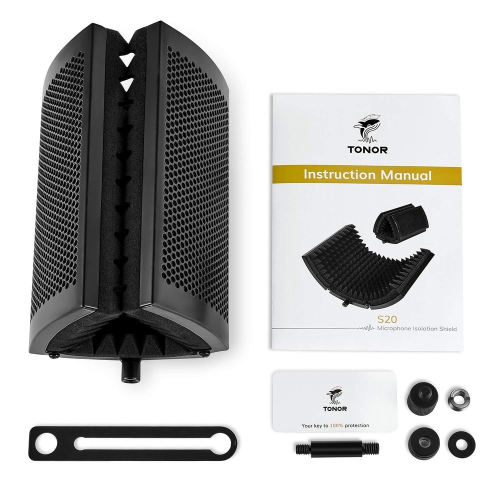 Microphone Isolation Shield, Studio Mic Sound Absorbing Foam Reflector for Any C