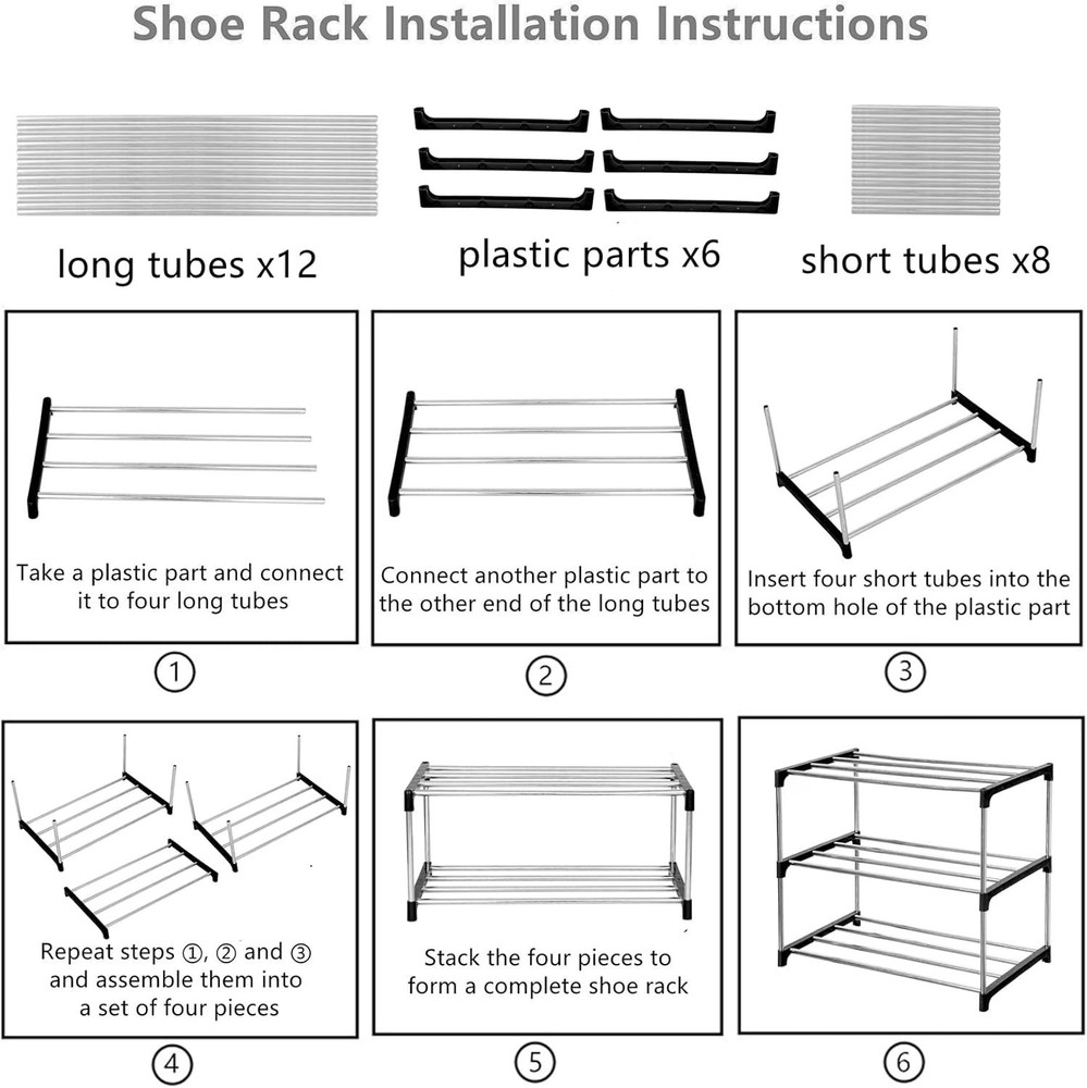 Elegant 3-Tier Black Shoe Rack – Easy Assembly & Stylish Storage Solution
