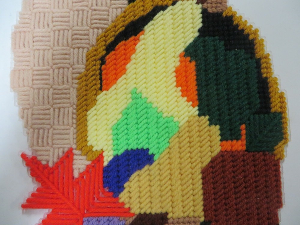 Plastic Canvas THANKSGIVING Completed Project Needlework 12" x 8" CORNUCOPIA