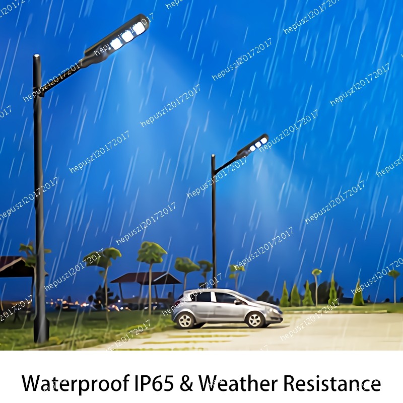 LED Solar Powered Street Lamp Cool White Sensor Auto On/Off Remote Control Pole