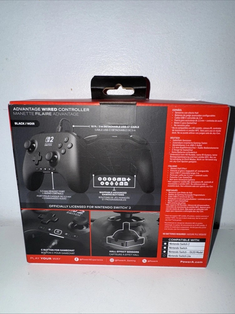 Genuine PowerA Advantage Wired Controller for Nintendo Switch 2 - Black NEW