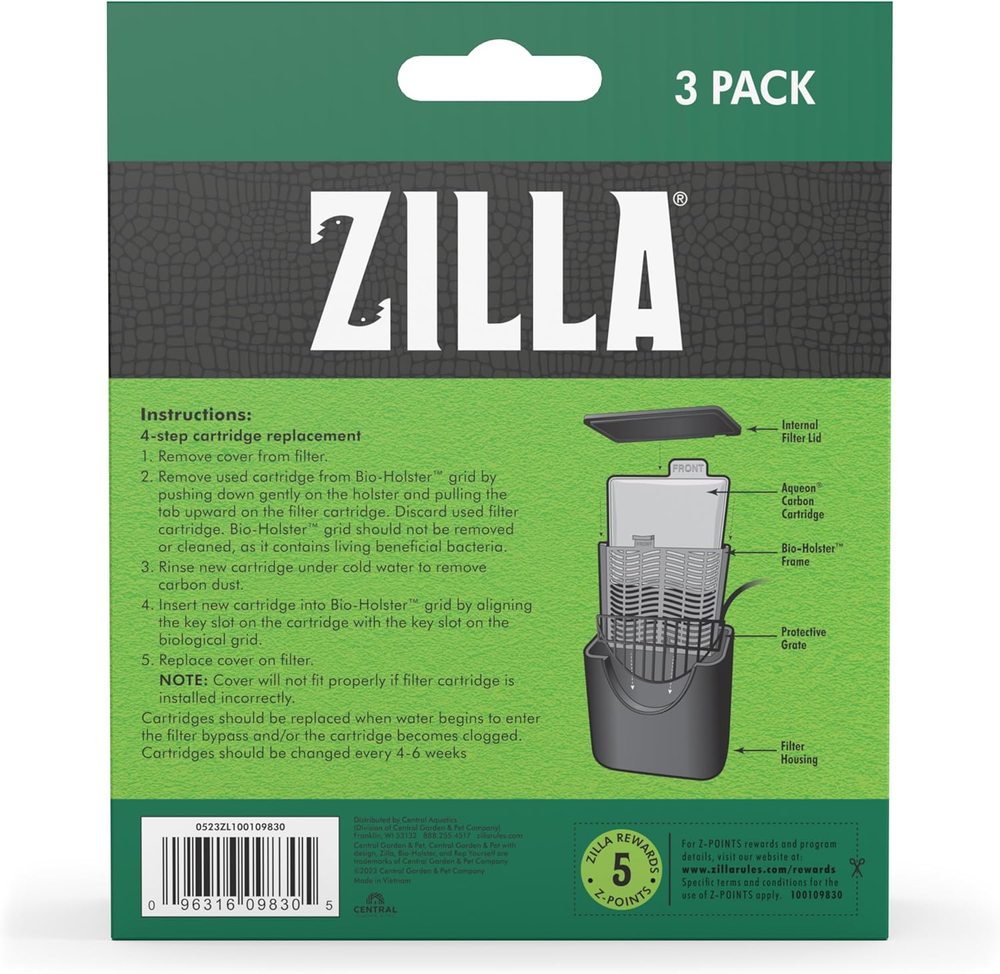 Zilla Replacement Filter Cartridges Medium, 3 Count ( Pack of 1)