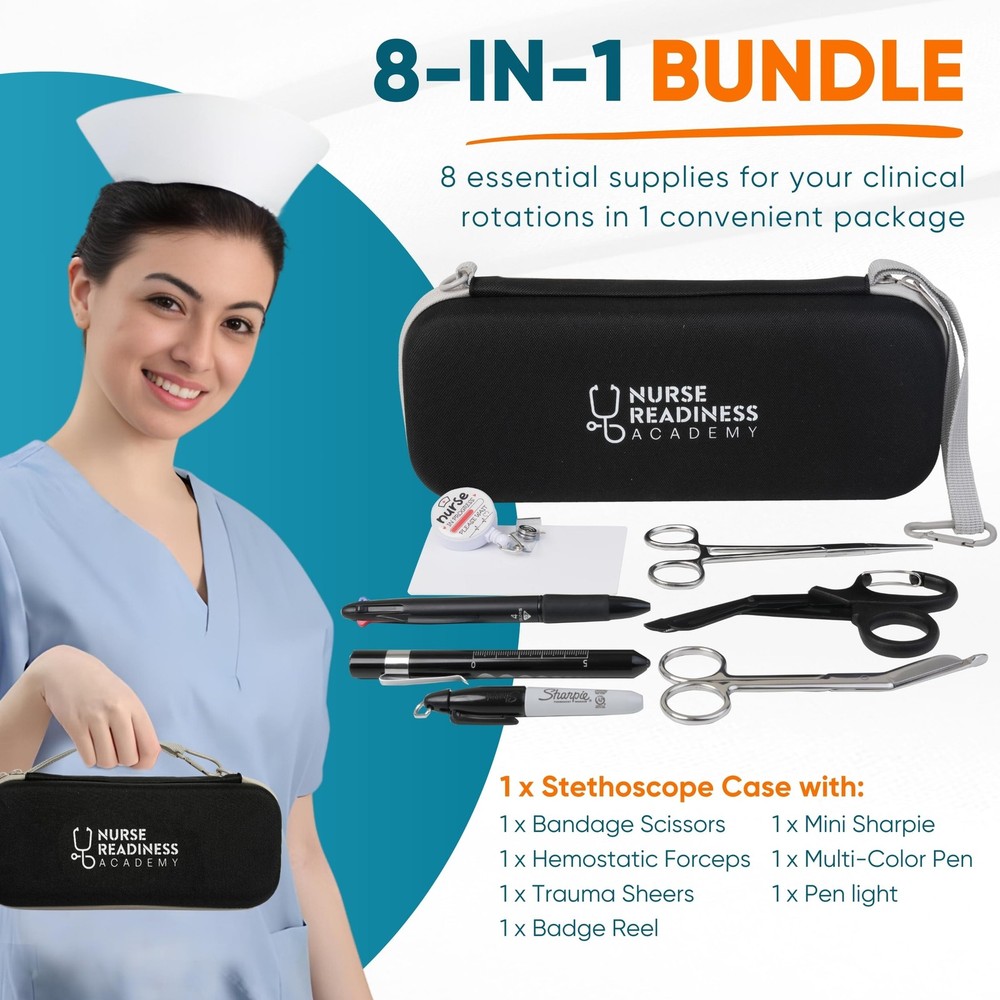 Complete Nursing School Bundle Clinical Supply Kit Including Stethoscope Case...